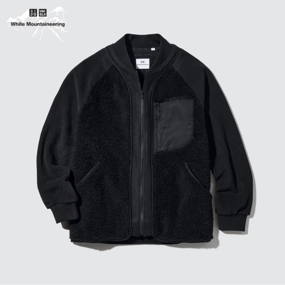 Men’s size medium White Mountaineering over sized black flee zip up.